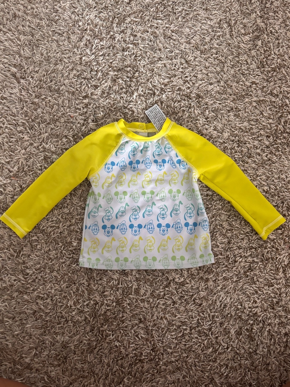 Disney Baby Long-Sleeve Swim Shirt - Yellow Sleeves with Mickey & Friends